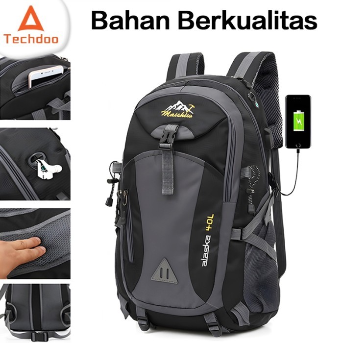 

TERLARIS TECHDOO 40L TAS RANSEL GUNUNG PRIA HIKING CAMPING BACKPACK LAPTOP UNISEX ANTI AIR TRAVEL