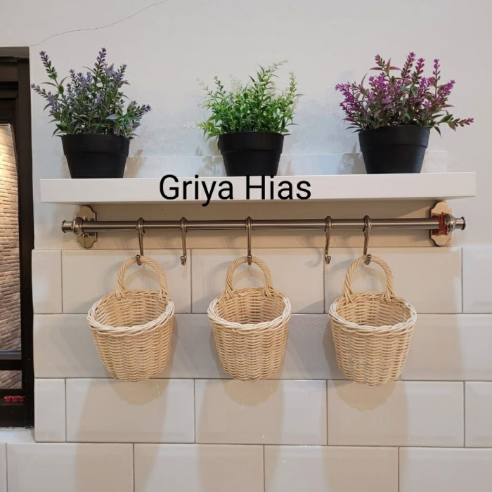 SENSASI BARU KERANJANG ROTAN MINI KERANJANG TELUR ANYAMAN TEMPAT BAWANG SERBAGUNA SNM79