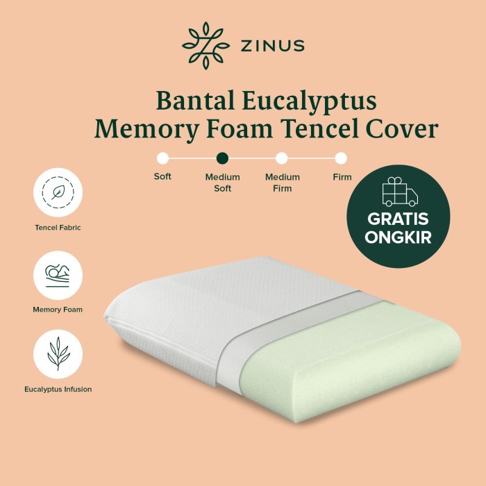 Bantal Zinus Eucalyptus Memory Foam Tencel Cover