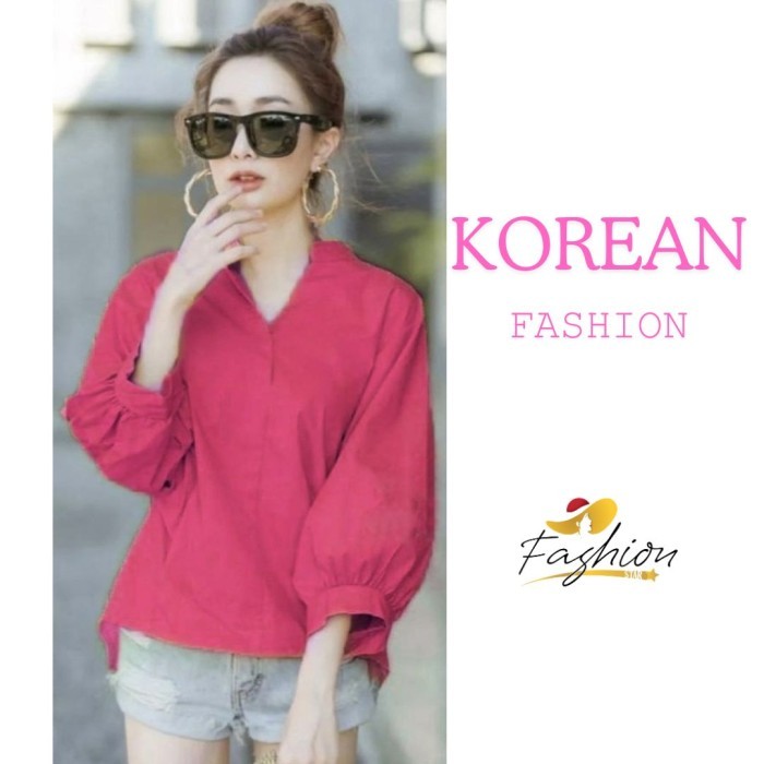 Blouse Pakaian Wanita Pinguin Fuschia Korea