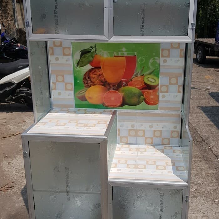 Rak Piring Kaca / Rak Piring Alumunium Lemari Piring Kaca Pintu 2