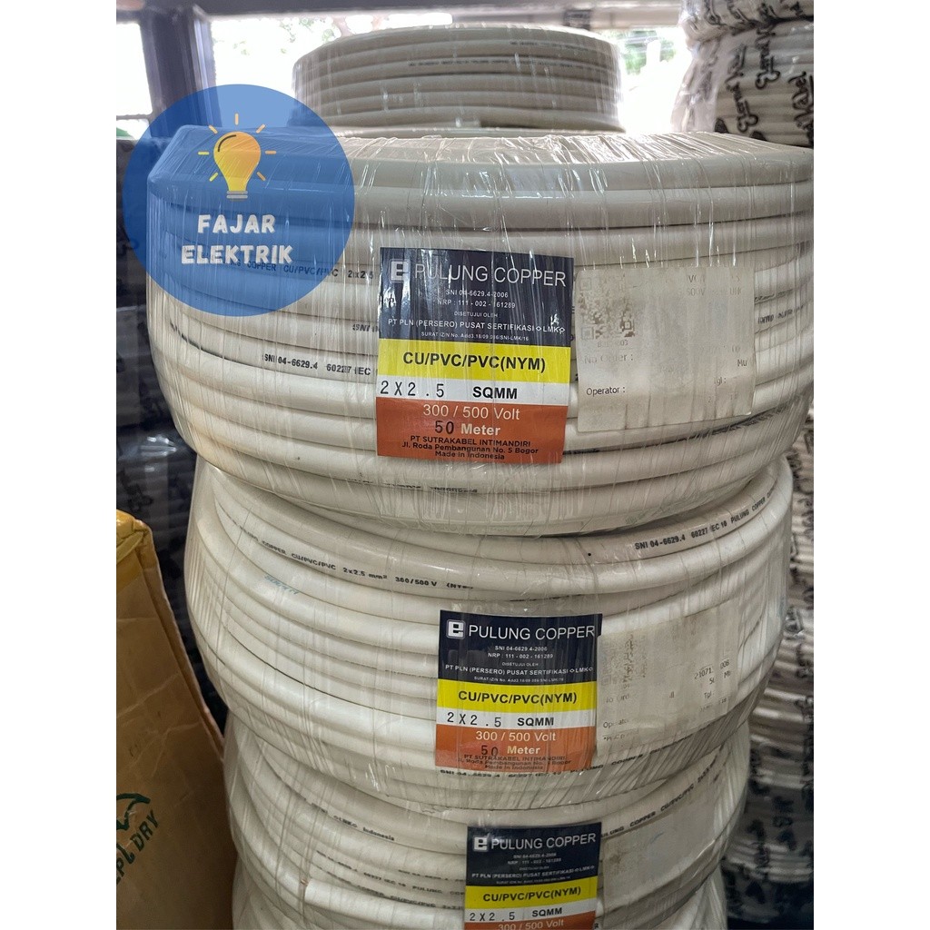 KABEL LISTRIK NYM 2X2,5 PULUNG 1 ROLL/50 METER
