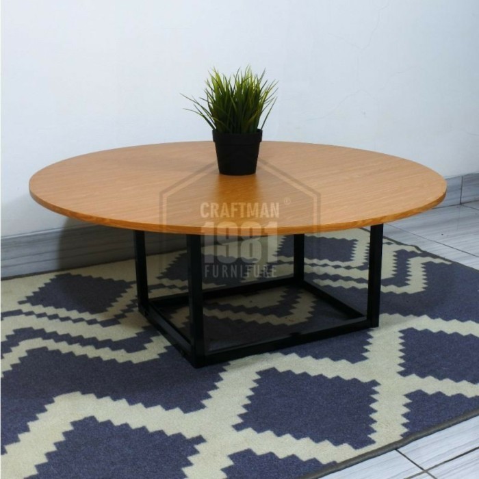 Meja Ruang Tamu Bulat Lesehan Kaki Kotak Meja Oshin Bundar