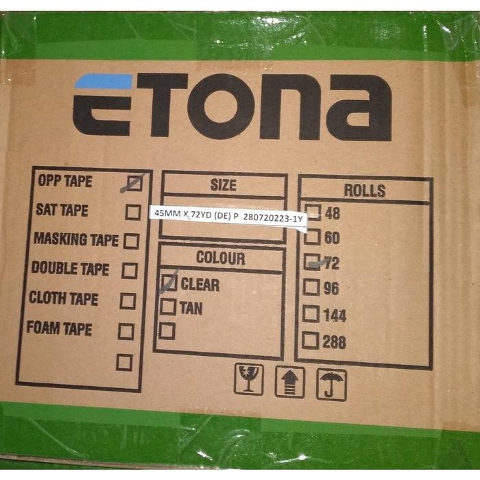 

Diskon 1 Karton Lakban Etona 2 Inch 72 Yard Bening/ Coklat Cod