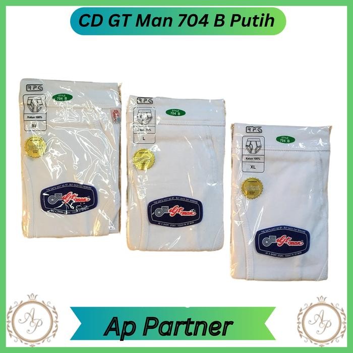Terlaris 3 Pcs Celana Dalam Pria Gt Man 704B Warna Putih / Celana Dalam Pria Gt Man 704 B Katun