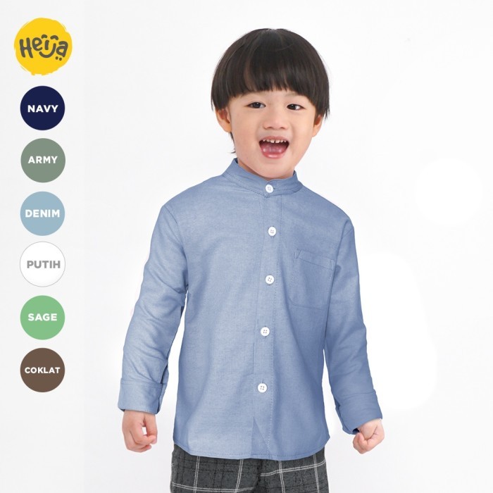 KEMEJA KOKO ANAK LENGAN PANJANG COUPLE AYAH - BIRU MUDA DENIM NOVUS