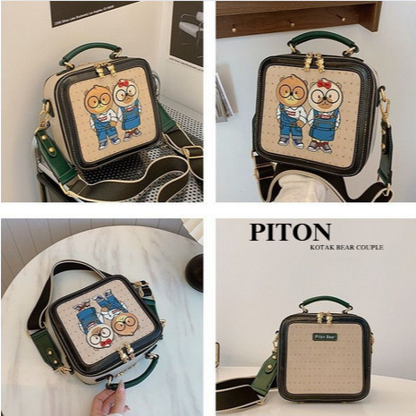 Tas Selempang Wanita Premium Kulit Kotak Piton Bear Couple I Tas Selempang I Tas Wanita