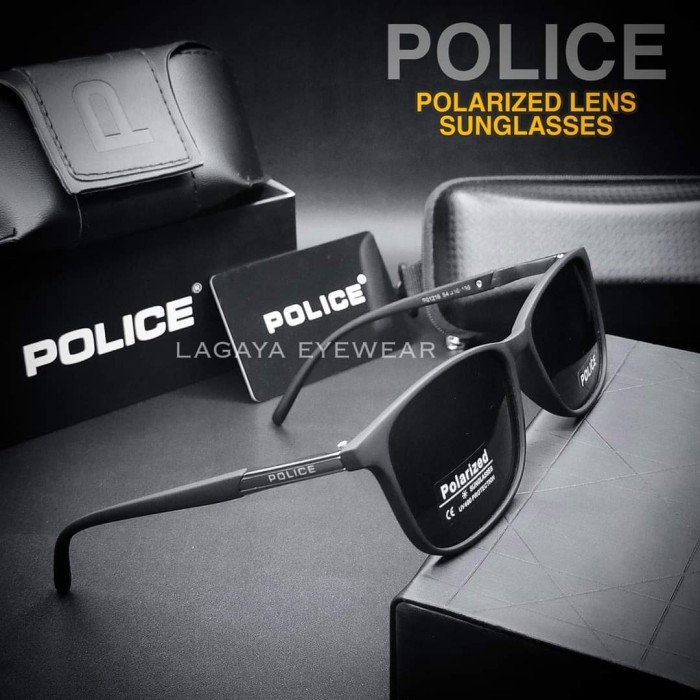 kacamata hitam police polarized pria anti uv original fullset