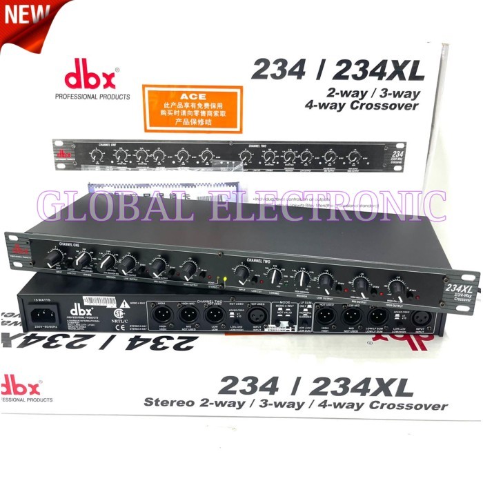 CROSSOVER DBX 234 XL / DBX 234XL 2way / 3way / 4way / Crossover Mode untuk mono 4-way atau operasi