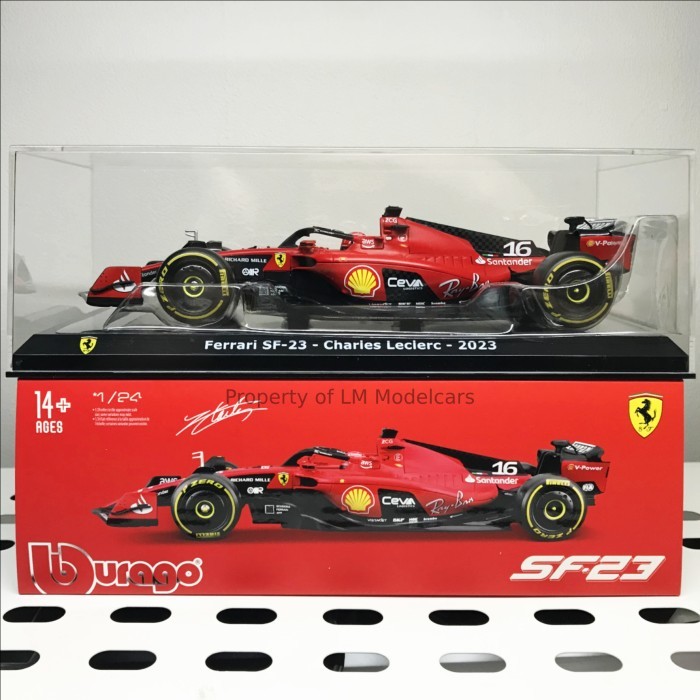 Diecast 1/24 Bburago Ferrari SF23 - 2023 Formula 1 with Akrilik Box