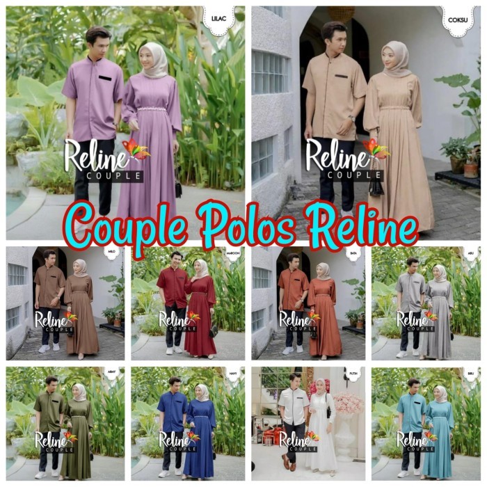 Pakaian Pasangan Pesta (Kemeja & Maxi) Couple Polos Reline