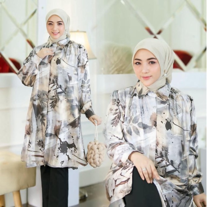 REDI STOK KAKAK SIAP KIRIM Tunik Wanita Bella Motif Premium Armani Silk Oversize Dress Gamis Atasan