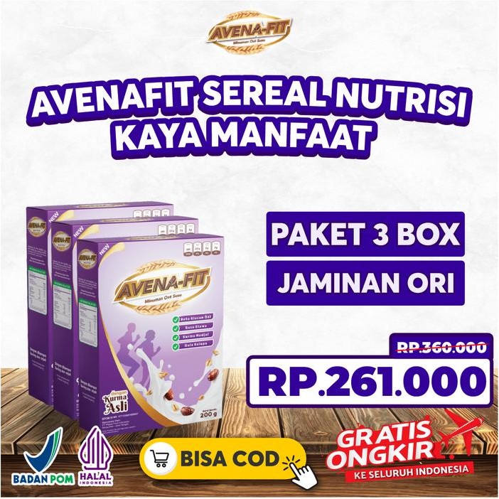 

Avenafit Paket 3 Box Susu Sereal Oat Kurma Original Asli Sudah BPOM Halal MUI Dan Bisa COD