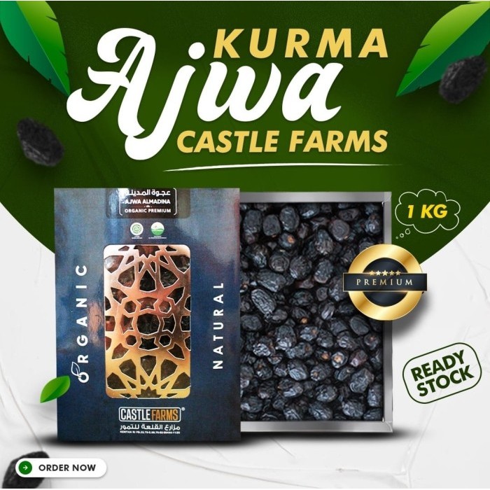 

kurma ajwa premium ranuna dan castle farms 1kg