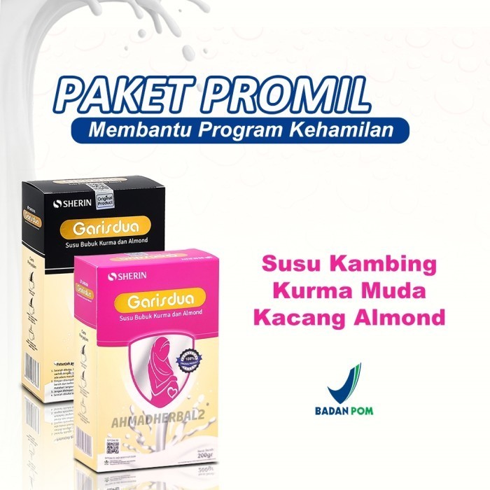 

paket susu SHERIN GARISDUA pria wanita promil almond kurma muda