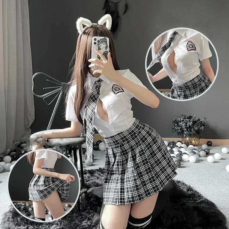 Erotic Student Uniform18xxx Schoolgirl Costumes Plaid Student Uniform Sexy Role Play Uniform Sex Cos