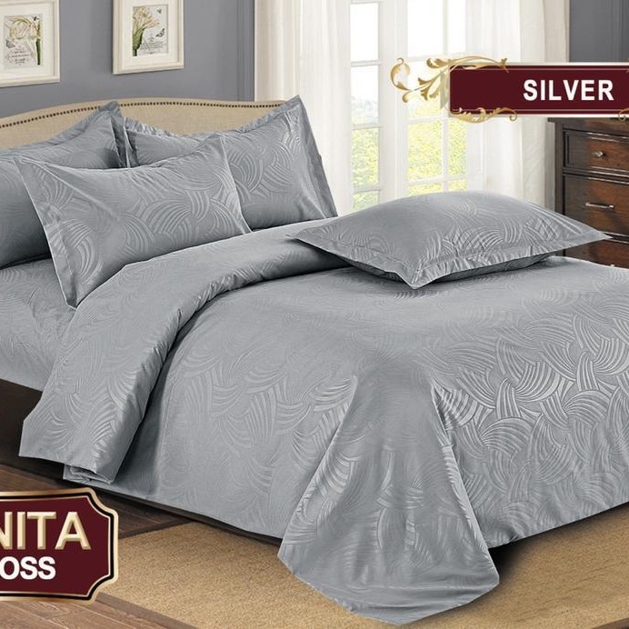 Sprei BONITA - bedcover set 180x200 bonita polos emboss - sprei bonita polos - Silver, Bedcover Saja
