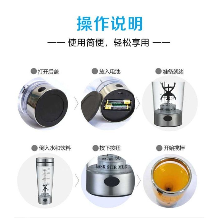 BOTOL MINUM PROTEIN ELECTRIC SHAKER PORTABLE OTOMATIS 450ML