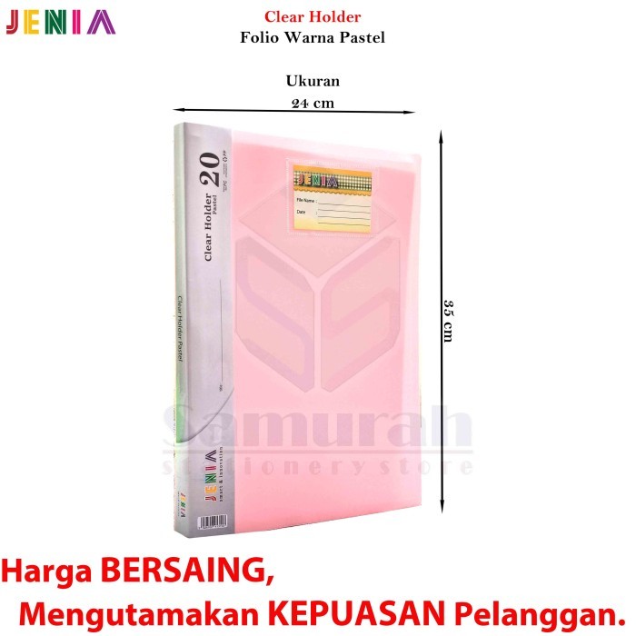 Map Clear Holder Folio 20 Pocket Warna Pastel / Album Kertas isi 20 Lembar / Katalog Ijazah - Akte