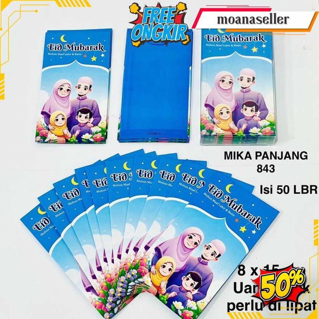 

Amplop Lebaran Panjang Mika Hari Raya Idul Fitri Isi 30 Lembar Cod