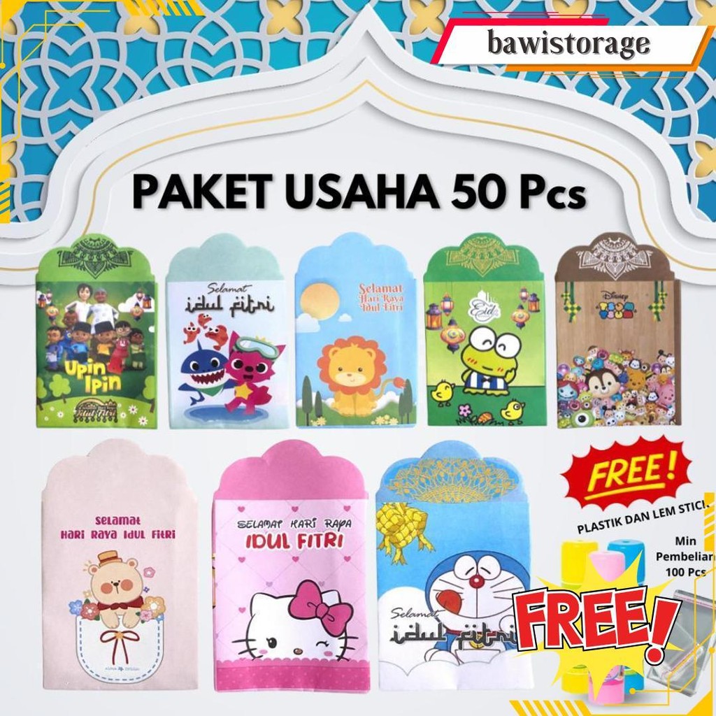 

[Paket Usaha] Amplop Lebaran Versi Baru 2025 Size Medium Isi 50 Lembar Bahan Hvs Premium | Free Lem & Plastik Bisa Cod