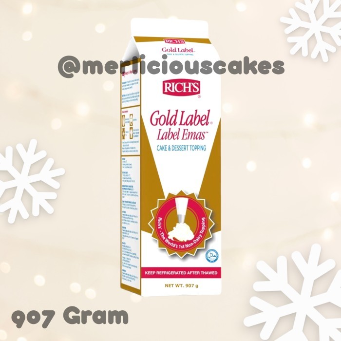 

] INSTANT COURIER ONLY Rich's Gold Label 907 Gr Non Dairy Whipping Cream