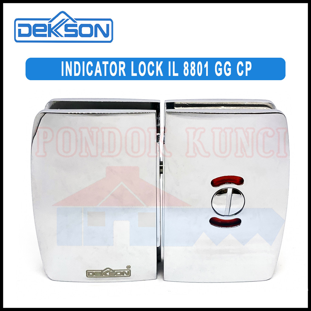 Kunci Pintu Kaca Kamar Mandi Dekkson IL 8801 GG CP Indikator Lock Red Blue