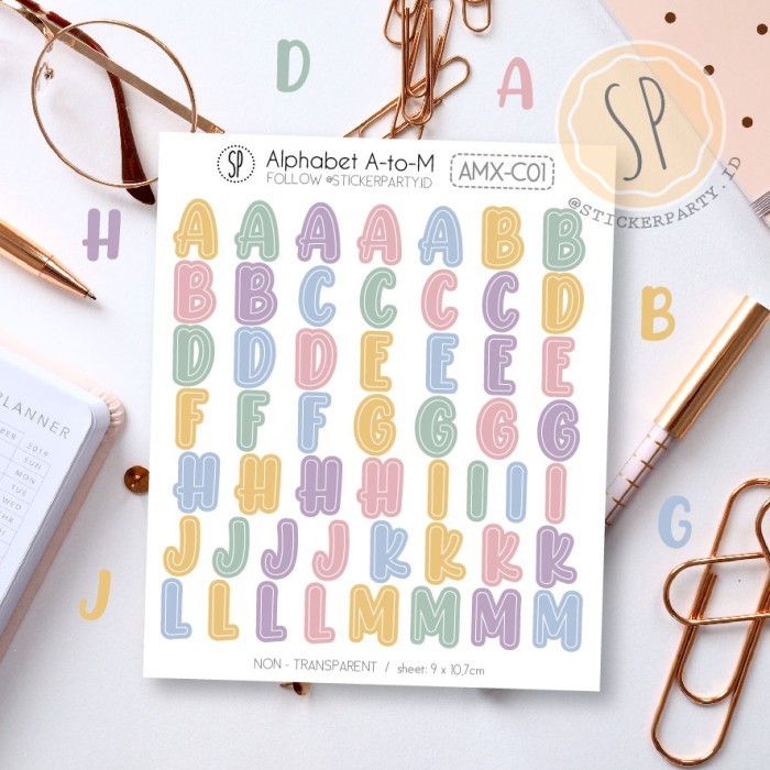 

langsung order saja] Stiker Alfabet Warna Lucu Kiss-Cut Huruf Besar Kecil Alphabet Abjad