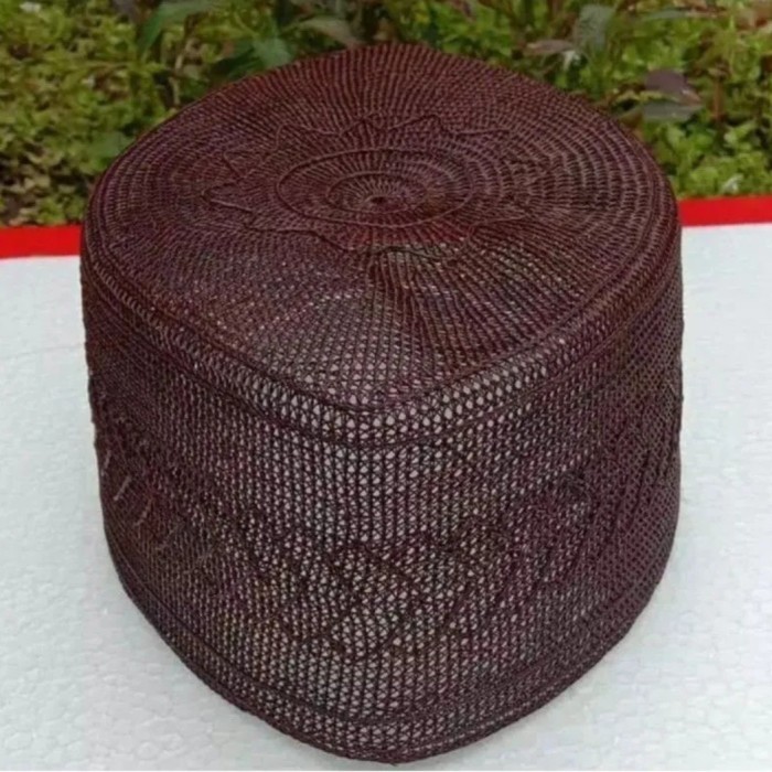Peci promo termurah cod peci songkok kopiah akar jangang tipe 25 n 15 ori - coklat biasa, no 6 origi