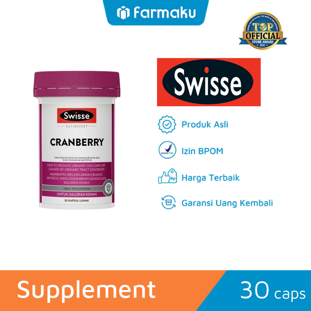 Swisse Ultiboost Cranberry Isi 30 Kapsul - Suplemen Pelancar Saluran Kemih
