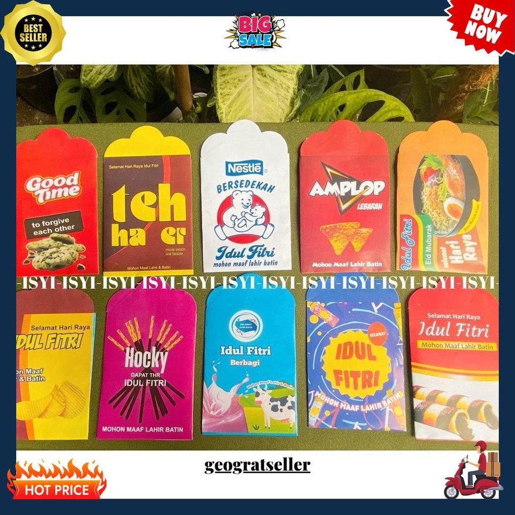 

(Tahun 2024 Season 1 ) Amplop Lebaran Viral Motif Snack Harga Per Pack Terbaru/Angpao Siap Kirim