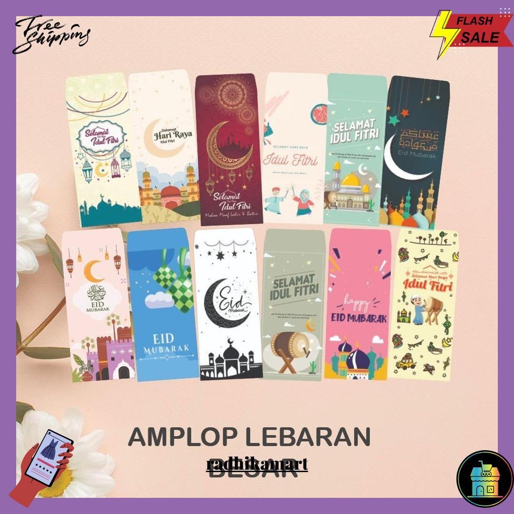 

(10 Pcs) Amplop Lebaran/Eid Mubarak/Idul Fitri/Ramadhan Kareem/Amplop Angpao Lebaran Motif Terlaris