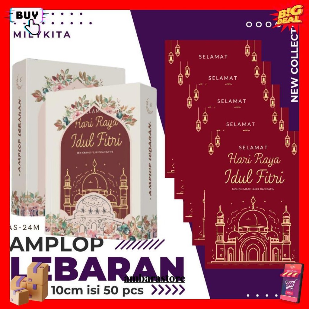 

Amplop Lebaran Idul Fitri Premium Sedang Box Isi 50Pcs Angpau Motif 2025 Uang Lipat 1 Kali Original Produk