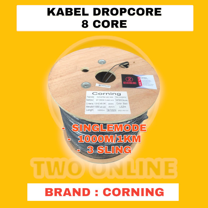 TERLARIS Kabel FO DW 8 Core SM 1000M Fiber Optic/Optik Cable 8Core Drop Wire 8C