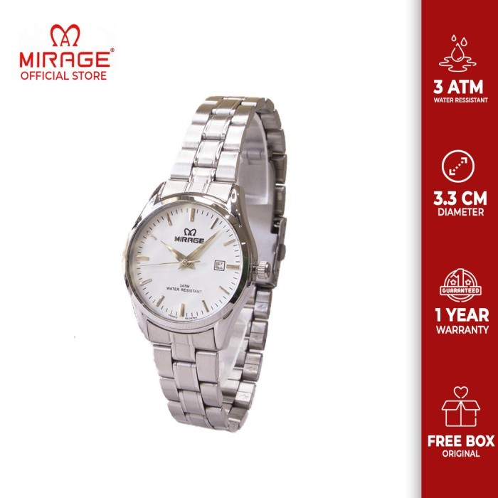 Jam Tangan Wanita Klasik Smartcasual Mirage Silver 8708L Natural Look
