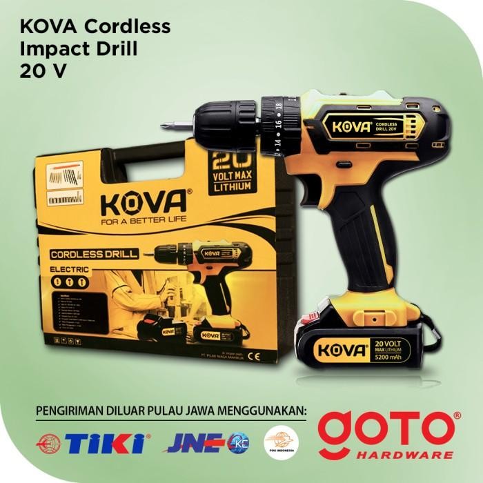 KOVA 20V CORDLESS DRILL BOR LISTRIK TEMBOK