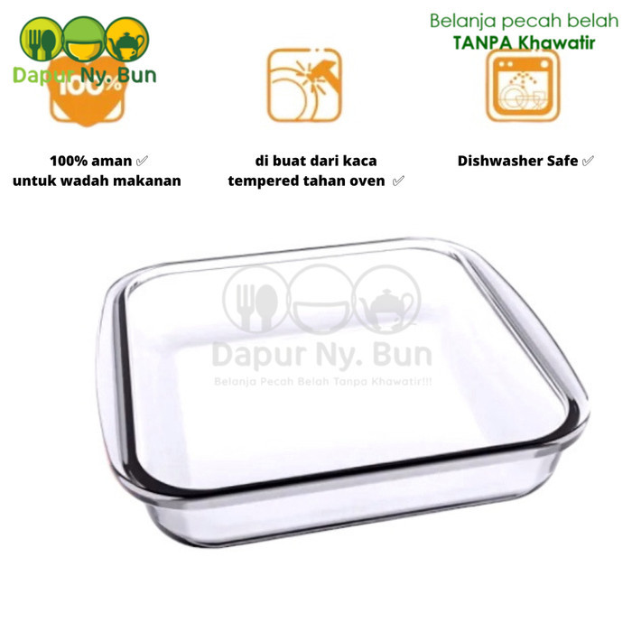 LOYANG KACA KECIL PERSEGI PANJANG UKURAN 1L / TEMPERED GLASS BAKEWARE
