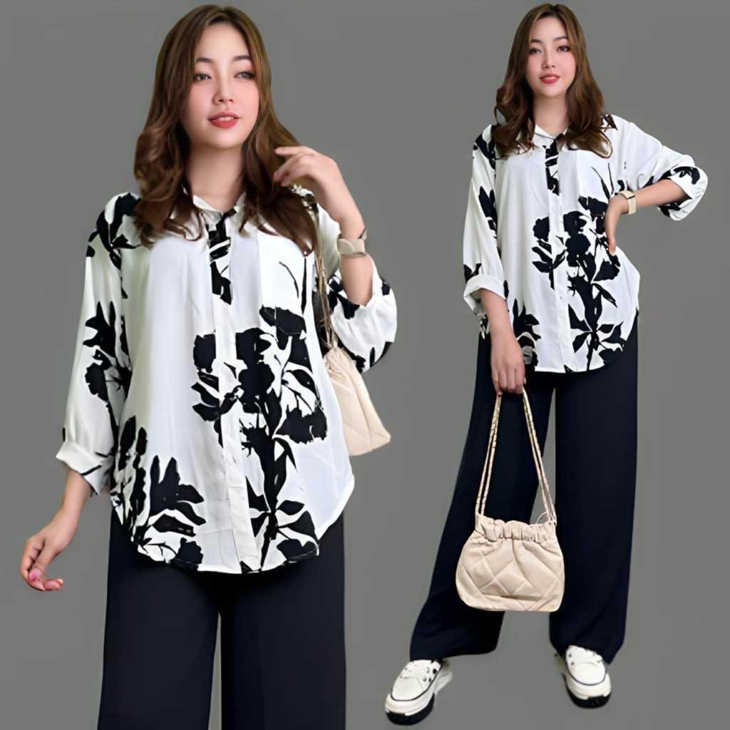 Stln Atasan Bawahan Bju Panjang Satu Set Bju Hari Raya Baju Tunik Ibuibu 1 Stel Perempuan Kekinian I