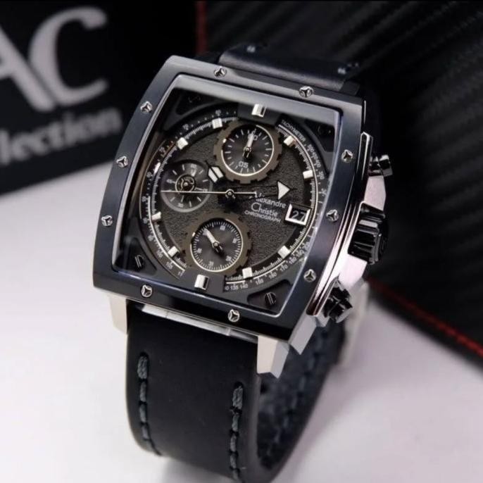 JAM TANGAN PRIA ALEXANDRE CHRISTIE AC6376 AC 6376 SILVER BLACK RANTAI