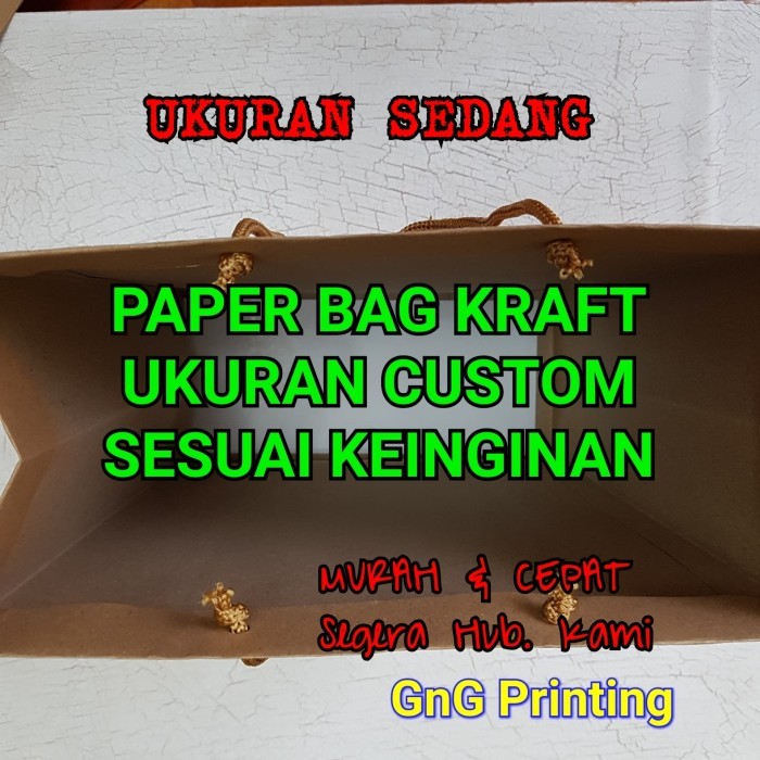 Paper Bag Kraft Sedang , Kantong Kertas, Paper Bag, Uk Custom