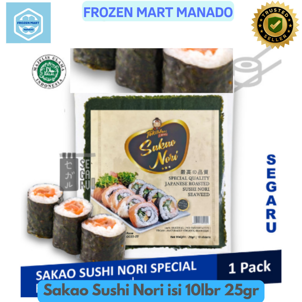 

Sakao Sushi Nori isi 10lbr 25gr - Frozen Mart Manado (Frozen Food Manado)
