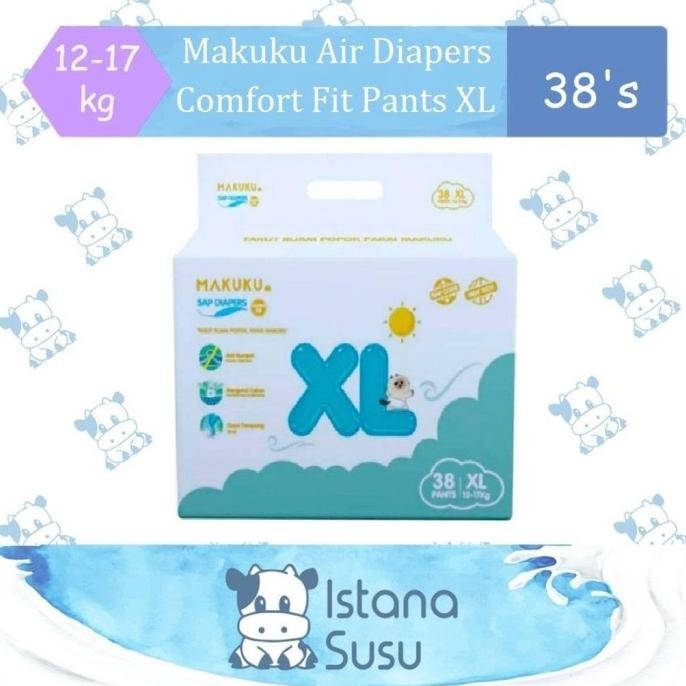 || PROMO POPOK BAYI / PAMPERS ~`~ Makuku Air Diapers Comfort Fit Pants XL 38 ||~~~