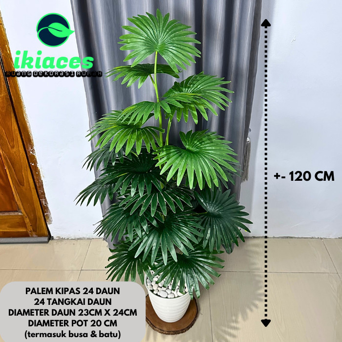 Terbaru Daun Palem Kipas Jumbo Daun Palem Artifisial 1 Meter Bunga Hias Plastik Dekorasi Tanaman