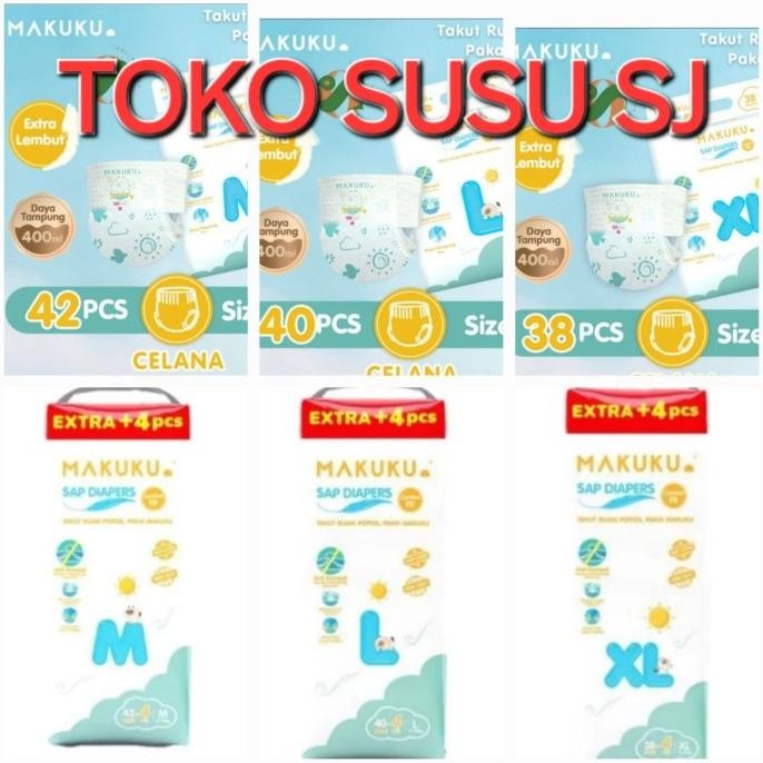 || PROMO POPOK BAYI / PAMPERS ~`~ MAKUKU COMFORT FIT PANTS JUMBO M 42 L 40 XL 38/M42/L40/XL38 ||~~~