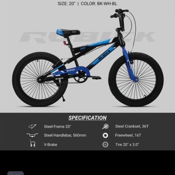 Sepeda Bmx 20 Inch Rubick Rx New
