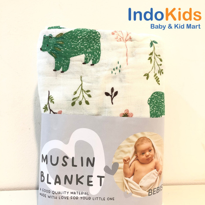 PROMO BEBISO Muslin Blanket Swaddle - Kain Selimut Bedong Bayi Ukuran120x120