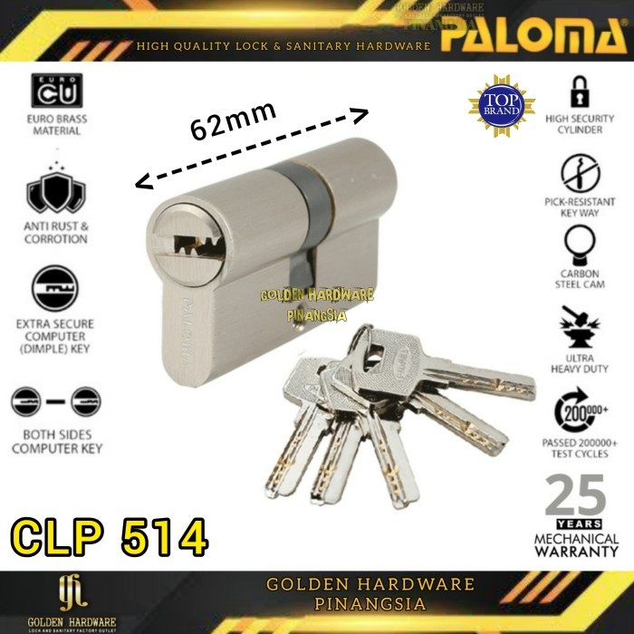 Double Cylinder Anak Kunci PALOMA CLP 514 DELUXE 62MM - Computer Key