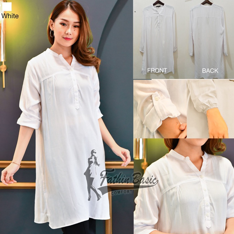 Kejar Promo Long Tunik Atasan Rayon Polos Birel Biru Elektrik Dark Blue Pakaian Wanita Kekinian Baju