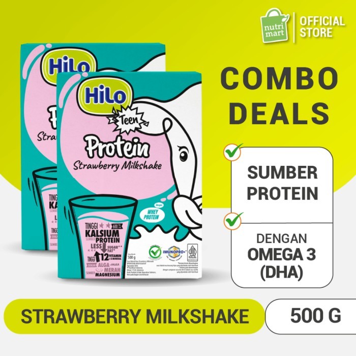 

TERLARIS TWIN PACK - HILO TEEN STRAWBERRY MILKSHAKE 500G - SUSU TINGGI KALSIUM LEBIH RENDAH LEMAK