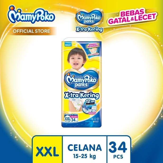 || PROMO POPOK BAYI / PAMPERS ~`~ MamyPoko Pants X-tra Kering - XXL 34 - Popok Celana ||~~~